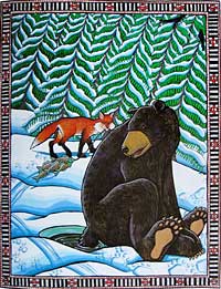 Fox & Bear illustration from Crow and Fox and Other Animal Legends